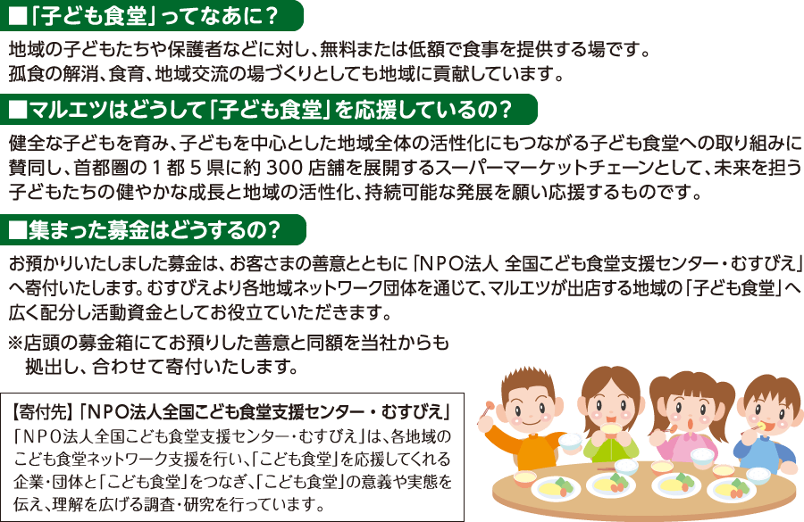 子ども食堂 応援基金 マルエツ